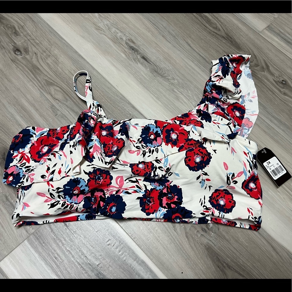 Red,white,blue swim top